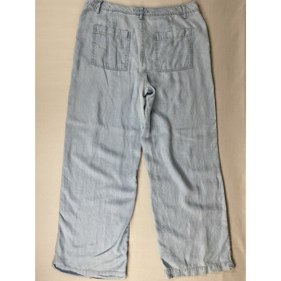 MICHAEL Michael Kors Wide-Leg Chambray Pants Women's M Cadet Wash Denim Pastel - Picture 2 of 16